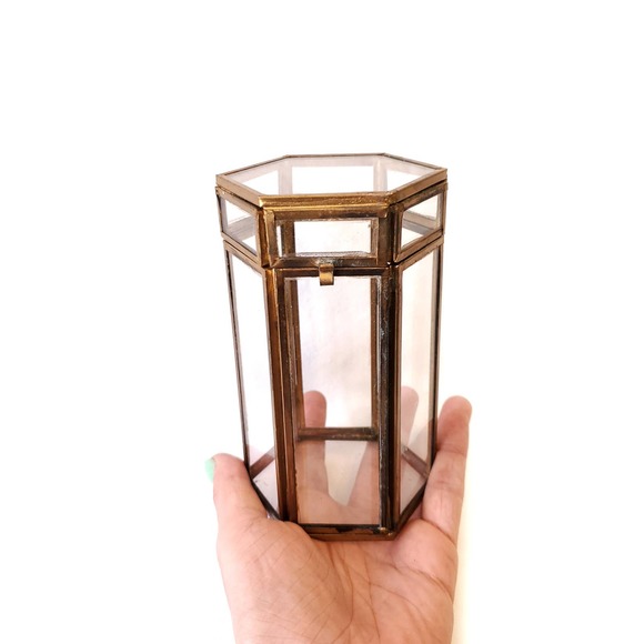Vintage | Glass Jewelry Box Terrarium Decor
